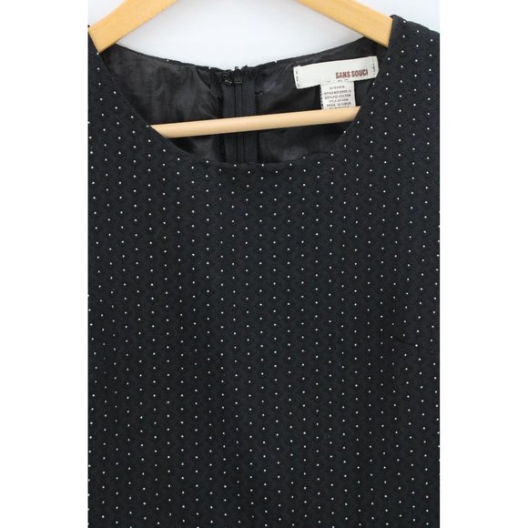 Sans Souci Fit & Flare Dress Womens Black Polka Dot Casual Sleeveless Size Small - Picture 6 of 10